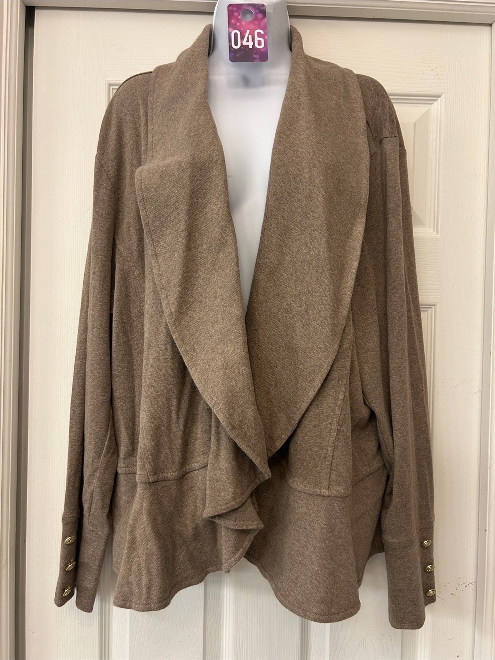 J Jill Women's Draped Open Cardigan Sweater - Brown